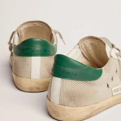 Golden Goose Super-Star Sneaker In Light Silver Mesh With Gray Star Golden Goose Super-Star Sneaker In Light Silver Mesh With Gray Star
