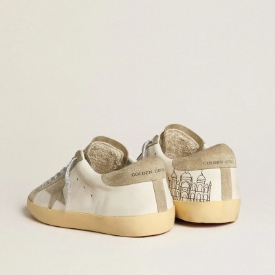Golden Goose Super-Star Sneaker In Nappa With Ice-Gray Suede Star And Black Embroidery Golden Goose Super-Star Sneaker In Nappa With Ice-Gray Suede Star And Black Embroidery