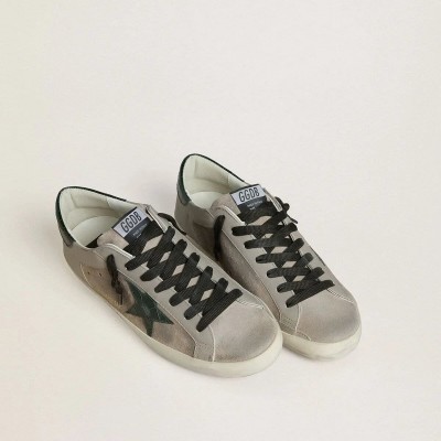 Golden Goose Super-Star Sneaker In Nappa And Suede With Green Croc-Print Leather Star Golden Goose Super-Star Sneaker In Nappa And Suede With Green Croc-Print Leather Star