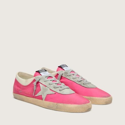 Golden Goose Super-Star Sneaker In Neon Pink Nylon With Light Gray Suede Star Golden Goose Super-Star Sneaker In Neon Pink Nylon With Light Gray Suede Star