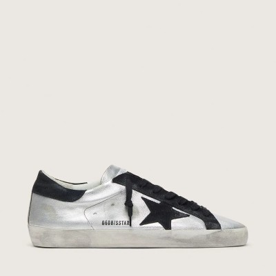 Golden Goose Super-Star Sneaker In Silver Leather Golden Goose Super-Star Sneaker In Silver Leather