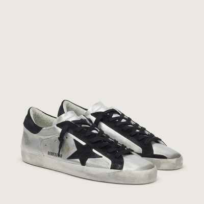 Golden Goose Super-Star Sneaker In Silver Leather Golden Goose Super-Star Sneaker In Silver Leather