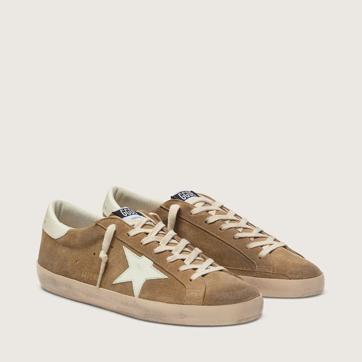 Golden Goose Super-Star Sneaker In Tobacco Suede With White Leather Star Golden Goose Super-Star Sneaker In Tobacco Suede With White Leather Star