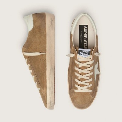 Golden Goose Super-Star Sneaker In Tobacco Suede With White Leather Star Golden Goose Super-Star Sneaker In Tobacco Suede With White Leather Star