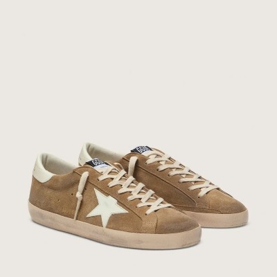 Golden Goose Super-Star Sneaker In Tobacco Suede With White Leather Star Golden Goose Super-Star Sneaker In Tobacco Suede With White Leather Star