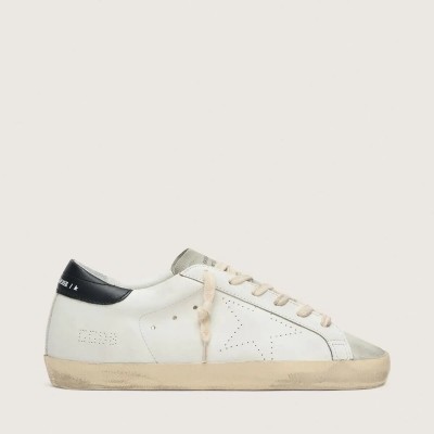 Golden Goose Super-Star Sneaker In White Leather With Perforated Star Golden Goose Super-Star Sneaker In White Leather With Perforated Star