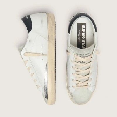 Golden Goose Super-Star Sneaker In White Leather With Perforated Star Golden Goose Super-Star Sneaker In White Leather With Perforated Star