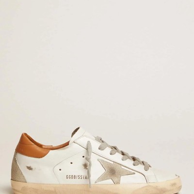 Golden Goose Super-Star Sneakers With Suede Star And Brown Heel Tab
