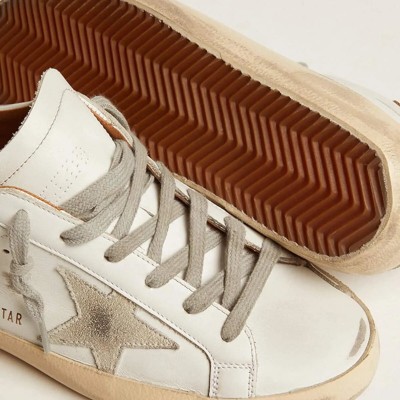Golden Goose Super-Star Sneakers With Suede Star And Brown Heel Tab