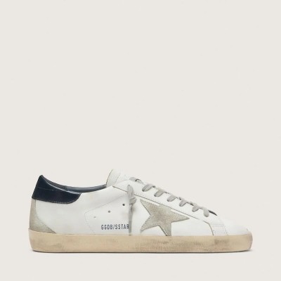 Golden Goose Super-Star Sneaker With Suede Star And Blue Heel Tab Golden Goose Super-Star Sneaker With Suede Star And Blue Heel Tab