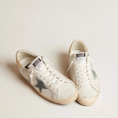 Golden Goose Super-Star Sneaker With Suede Star And Platinum Snake-Print Leather Heel Tab Golden Goose Super-Star Sneaker With Suede Star And Platinum Snake-Print Leather Heel Tab