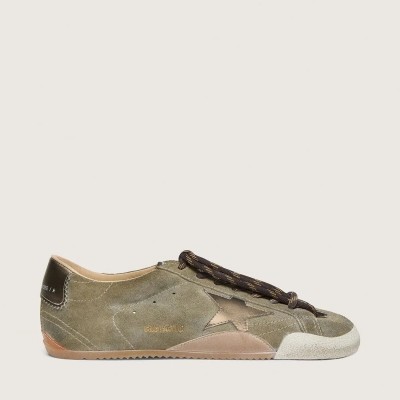 Golden Goose True-Star Sneaker In Olive Suede With Gold Star Golden Goose True-Star Sneaker In Olive Suede With Gold Star