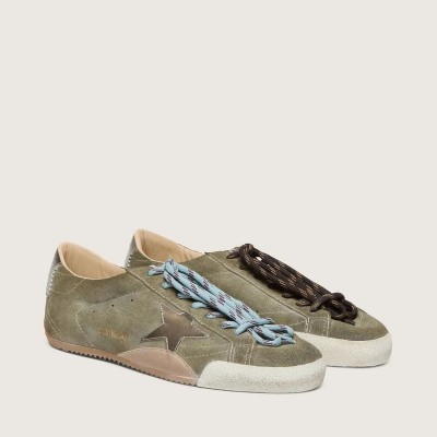 Golden Goose True-Star Sneaker In Olive Suede With Gold Star