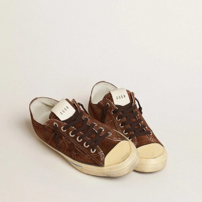 Golden Goose V-Star Ltd Sneaker In Dark Brown Suede With Tone-On-Tone Star