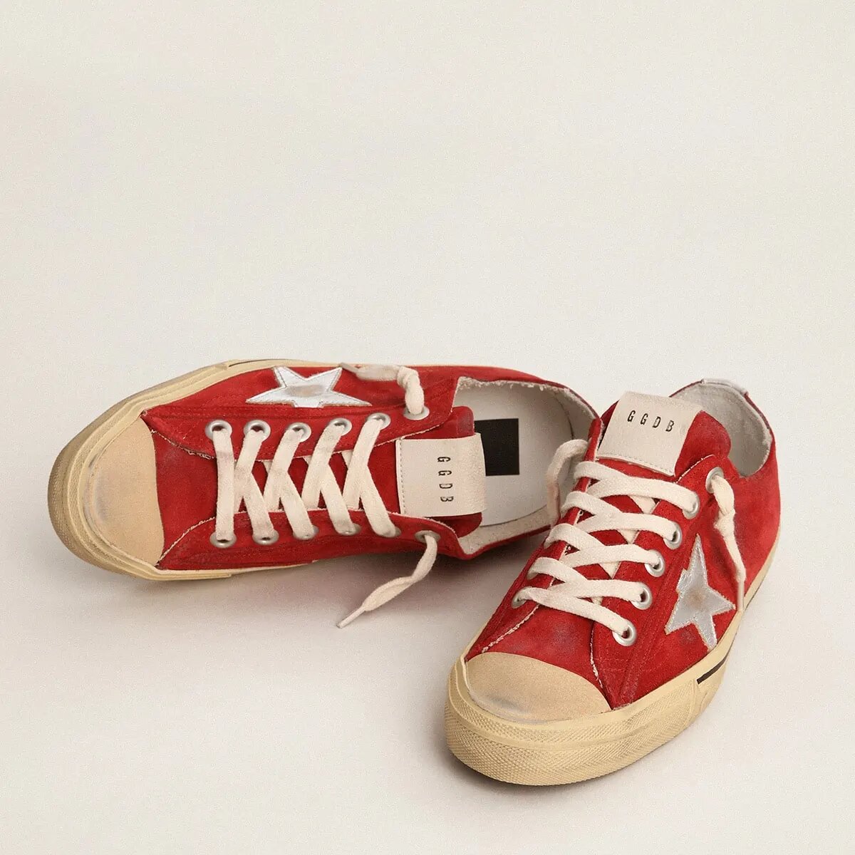 Golden Goose V-Star Sneaker In Dark Red Suede With Silver Star And Heel Tab Golden Goose V-Star Sneaker In Dark Red Suede With Silver Star And Heel Tab