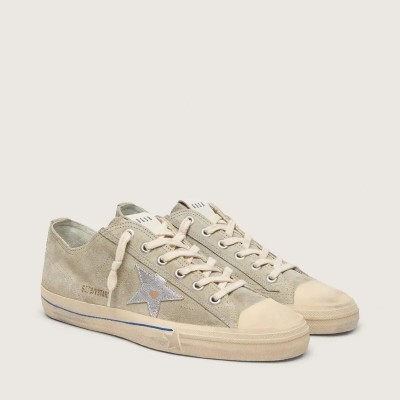 Golden Goose V-Star Sneaker In Dove-Gray Suede With Silver Metallic Leather Star Golden Goose V-Star Sneaker In Dove-Gray Suede With Silver Metallic Leather Star