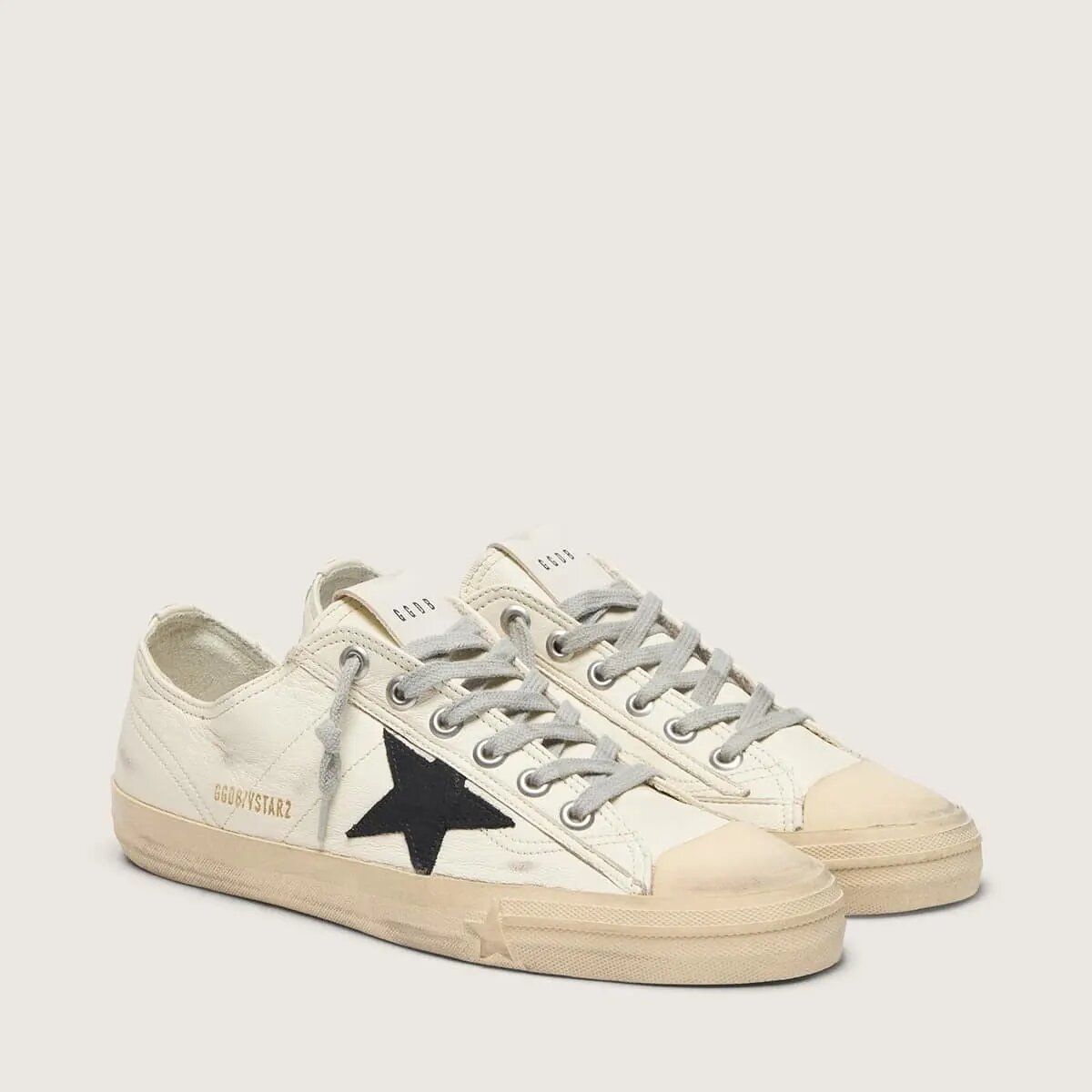Golden Goose V-Star Sneaker In Nappa Leather With Black Nubuck Leather Star Golden Goose V-Star Sneaker In Nappa Leather With Black Nubuck Leather Star