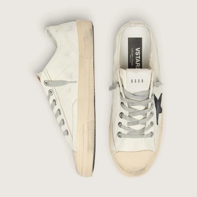 Golden Goose V-Star Sneaker In Nappa Leather With Black Nubuck Leather Star Golden Goose V-Star Sneaker In Nappa Leather With Black Nubuck Leather Star