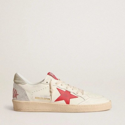 Golden Goose Valentine's Day Ball Star Sneaker With Red Leather Star And Red Swarovski Lettering Golden Goose Valentine's Day Ball Star Sneaker With Red Leather Star And Red Swarovski Lettering
