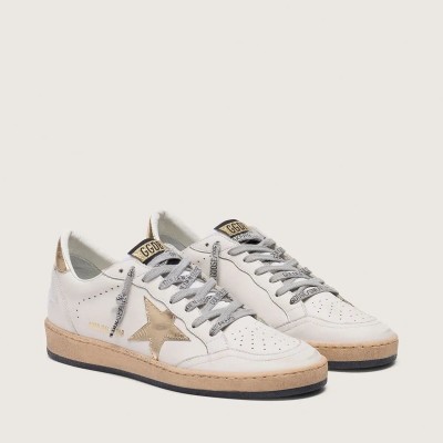Golden Goose Ball Star Sneaker With Gold Star And Heel Tab