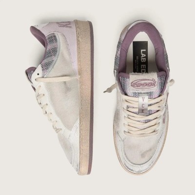 Golden Goose Ball Star Lab Sneaker In White Nylon And Pony Skin With Silver Star And Lilac Inserts Golden Goose Ball Star Lab Sneaker In White Nylon And Pony Skin With Silver Star And Lilac Inserts