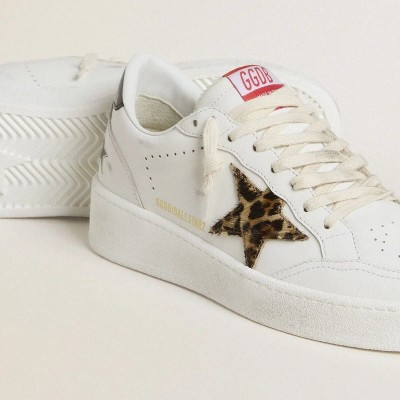 Golden Goose Ball Star Sneaker With Leopard Pony Skin Star And Black Laminated Leather Heel Tab Golden Goose Ball Star Sneaker With Leopard Pony Skin Star And Black Laminated Leather Heel Tab