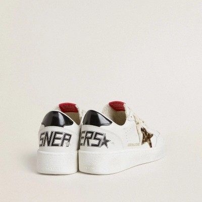 Golden Goose Ball Star Sneaker With Leopard Pony Skin Star And Black Laminated Leather Heel Tab Golden Goose Ball Star Sneaker With Leopard Pony Skin Star And Black Laminated Leather Heel Tab