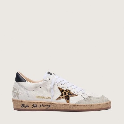 Golden Goose Ball Star Sneaker With Leopard Print Pony Skin Star And Black Heel Tab Golden Goose Ball Star Sneaker With Leopard Print Pony Skin Star And Black Heel Tab