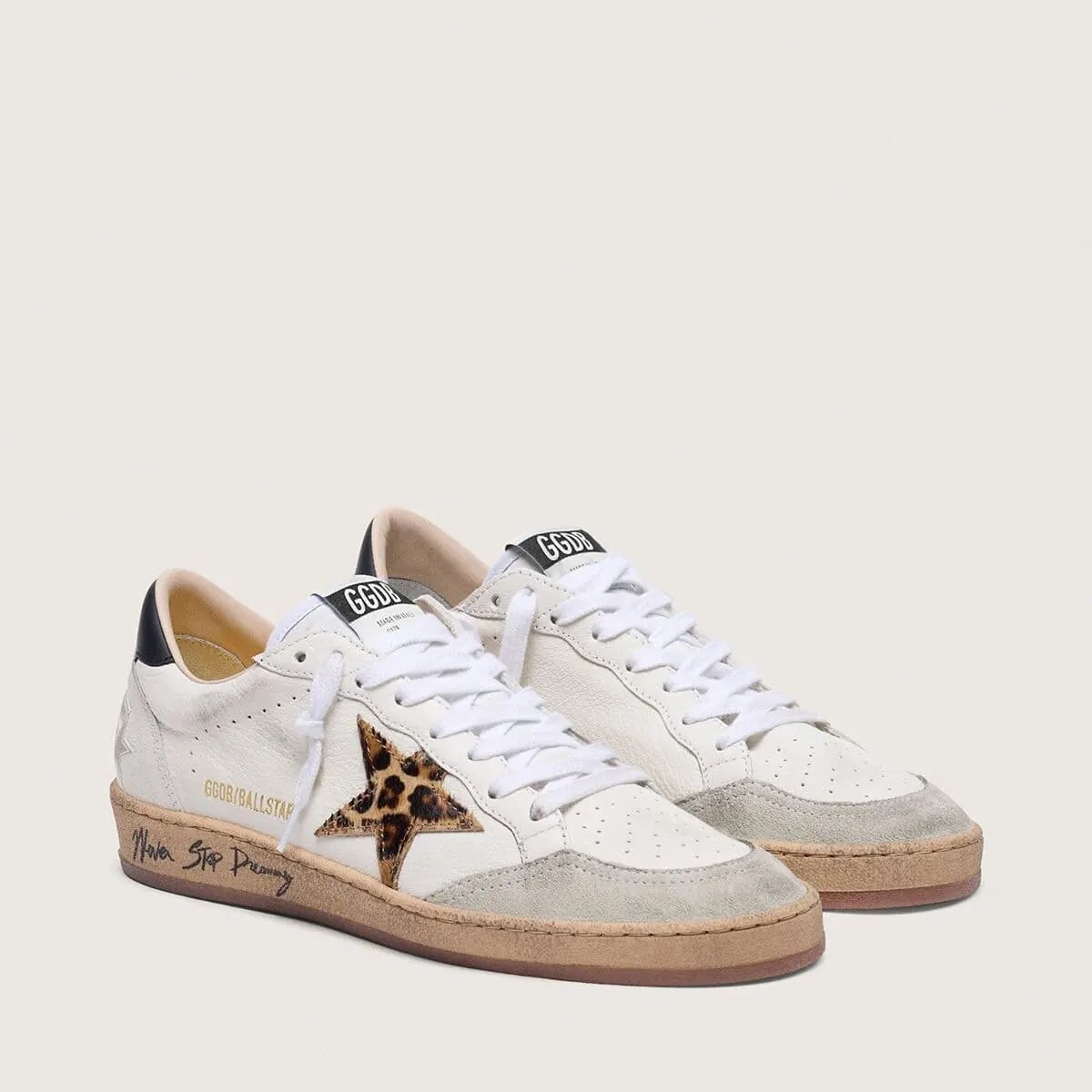 Golden Goose Ball Star Sneaker With Leopard Print Pony Skin Star And Black Heel Tab Golden Goose Ball Star Sneaker With Leopard Print Pony Skin Star And Black Heel Tab