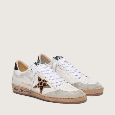 Golden Goose Ball Star Sneaker With Leopard Print Pony Skin Star And Black Heel Tab