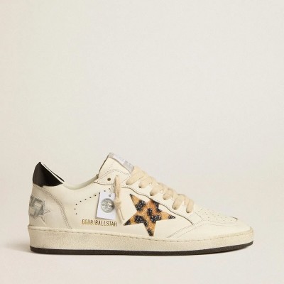 Golden Goose Ball Star Sneaker With Leopard-Print Star Embellished With Swarovski Crystal Golden Goose Ball Star Sneaker With Leopard-Print Star Embellished With Swarovski Crystal