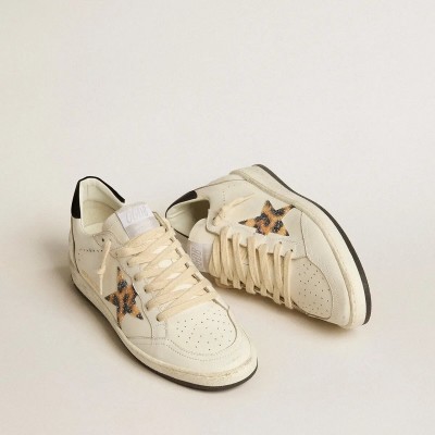 Golden Goose Ball Star Sneaker With Leopard-Print Star Embellished With Swarovski Crystal