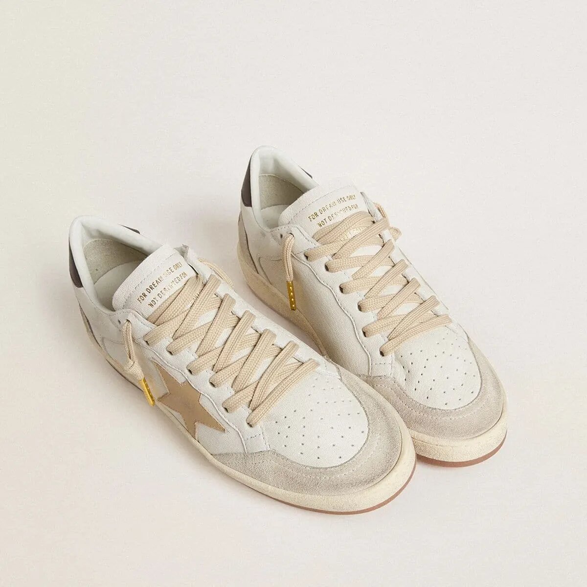 Golden Goose Ball Star Ltd Sneaker With Beige Star And Black Heel Tab Golden Goose Ball Star Ltd Sneaker With Beige Star And Black Heel Tab
