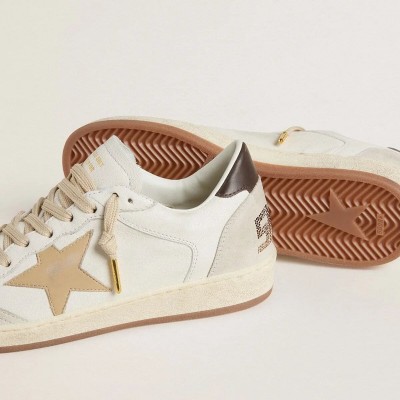 Golden Goose Ball Star Ltd Sneaker With Beige Star And Black Heel Tab Golden Goose Ball Star Ltd Sneaker With Beige Star And Black Heel Tab