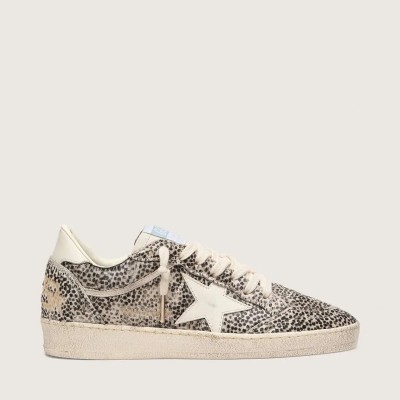 Golden Goose Ball Star Ltd Sneaker In Leopard Pony Skin With Cream Leather Star Golden Goose Ball Star Ltd Sneaker In Leopard Pony Skin With Cream Leather Star