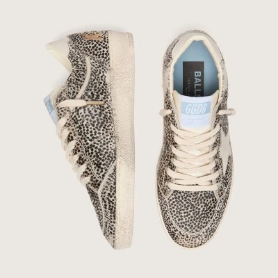 Golden Goose Ball Star Ltd Sneaker In Leopard Pony Skin With Cream Leather Star Golden Goose Ball Star Ltd Sneaker In Leopard Pony Skin With Cream Leather Star