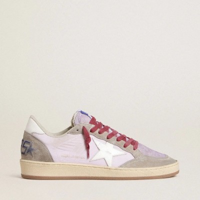 Golden Goose Ball Star Ltd Sneaker In Lilac Nylon With White Leather Star And Suede Inserts