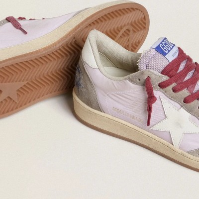Golden Goose Ball Star Ltd Sneaker In Lilac Nylon With White Leather Star And Suede Inserts