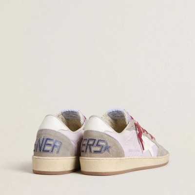 Golden Goose Ball Star Ltd Sneaker In Lilac Nylon With White Leather Star And Suede Inserts