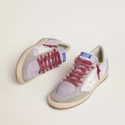 Golden Goose Ball Star Ltd Sneaker In Lilac Nylon With White Leather Star And Suede Inserts