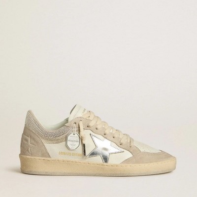 Golden Goose Ball Star Ltd Sneaker In Nappa Leather And Suede With Silver Leather Star And Swarovski Crystals Golden Goose Ball Star Ltd Sneaker In Nappa Leather And Suede With Silver Leather Star And Swarovski Crystals