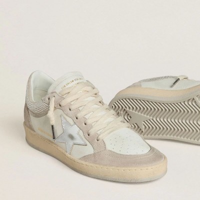 Golden Goose Ball Star Ltd Sneaker In Nappa Leather And Suede With Silver Leather Star And Swarovski Crystals Golden Goose Ball Star Ltd Sneaker In Nappa Leather And Suede With Silver Leather Star And Swarovski Crystals