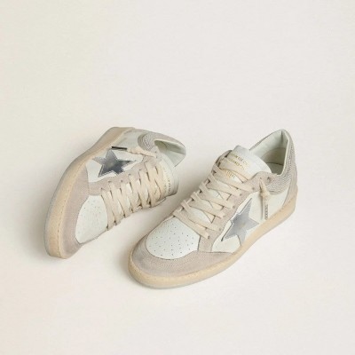 Golden Goose Ball Star Ltd Sneaker In Nappa Leather And Suede With Silver Leather Star And Swarovski Crystals Golden Goose Ball Star Ltd Sneaker In Nappa Leather And Suede With Silver Leather Star And Swarovski Crystals