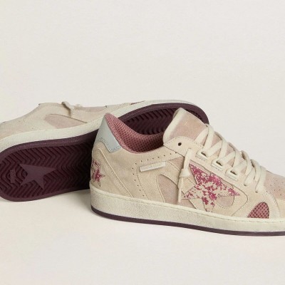 Golden Goose Ball Star Ltd Sneaker In Pink And Beige Suede With Pearl-Gray Leather Heel Tab Golden Goose Ball Star Ltd Sneaker In Pink And Beige Suede With Pearl-Gray Leather Heel Tab