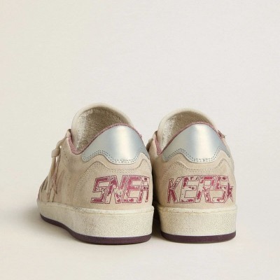 Golden Goose Ball Star Ltd Sneaker In Pink And Beige Suede With Pearl-Gray Leather Heel Tab Golden Goose Ball Star Ltd Sneaker In Pink And Beige Suede With Pearl-Gray Leather Heel Tab