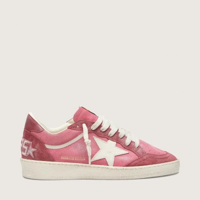 Golden Goose Ball Star Ltd Sneaker In Pink Suede With Cream Leather Star And Red Suede Inserts Golden Goose Ball Star Ltd Sneaker In Pink Suede With Cream Leather Star And Red Suede Inserts