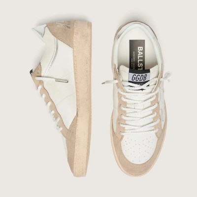 Golden Goose Ball Star Ltd Sneaker In White Leather And Beige Suede With White Star
