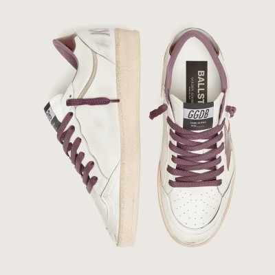 Golden Goose Ball Star Ltd Sneaker In White Leather With Burgundy Leather Star Golden Goose Ball Star Ltd Sneaker In White Leather With Burgundy Leather Star