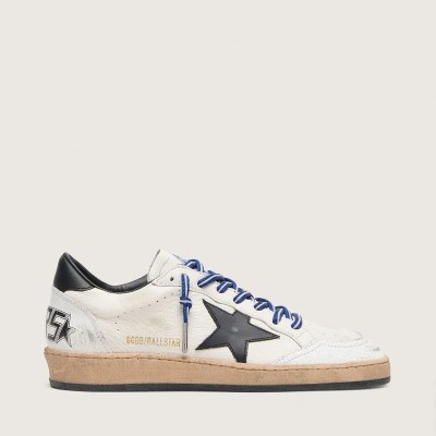 Golden Goose Ball Star Ltd Sneaker In White Nappa Leather With Black Leather Star And Heel Tab Golden Goose Ball Star Ltd Sneaker In White Nappa Leather With Black Leather Star And Heel Tab