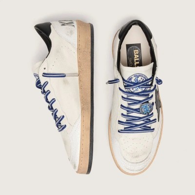 Golden Goose Ball Star Ltd Sneaker In White Nappa Leather With Black Leather Star And Heel Tab Golden Goose Ball Star Ltd Sneaker In White Nappa Leather With Black Leather Star And Heel Tab
